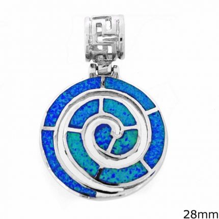 silver pendant spiral with opal 28mm normal