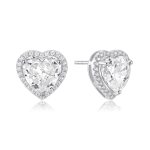 Σκουλαρίκια Jewelies(jewls and jems), σχέδιο ροζέτα καρδιά με ζιργκόν από επιπλατινωμένο ασήμι 925°.