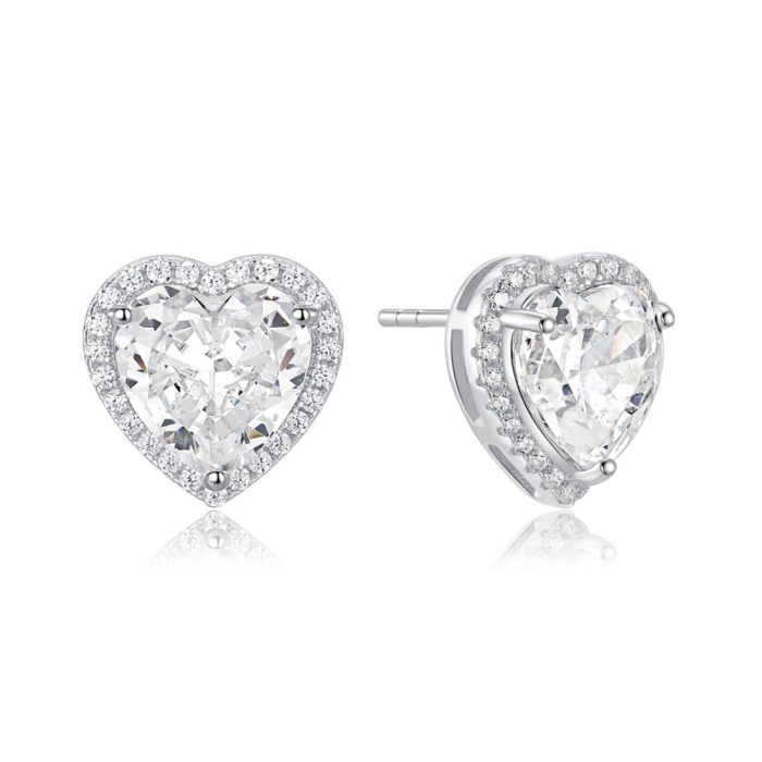 Σκουλαρίκια Jewelies(jewls and jems), σχέδιο ροζέτα καρδιά με ζιργκόν από επιπλατινωμένο ασήμι 925°. - Image 2