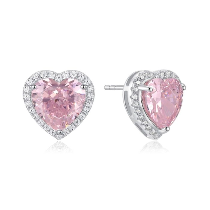 Σκουλαρίκια Jewelies(jewls and jems), σχέδιο ροζέτα καρδιά με ζιργκόν από επιπλατινωμένο ασήμι 925°. - Image 2
