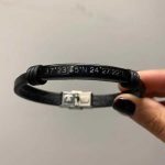 Βραχιόλι J4 jewls and jems, με διπλό δέρμα και ταυτότητα black ip από ανοξείδωτο ατσάλι. - Image 2
