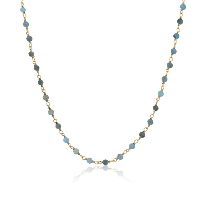 Κολιέ Jewelies(jewls and jems), ροζάριο 40cm με απατίτη από επιχρυσωμένο ασήμι 925°. - Image 2