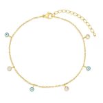 Βραχιόλι Jewelies(jewls and jems), ποδιού σχέδιο με μονόπετρα και ματάκια από επιχρυσωμένο ανοξείδωτο ατσάλι.