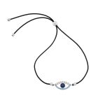 Βραχιόλι Jewelies(jewls and jems) μάτι με ζιργκόν και κορδόνι από επιπλατινωμένο ασήμι 925.