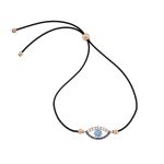 Βραχιόλι Jewelies(jewls and jems) μάτι με ζιργκόν και κορδόνι από ροζ επιχρυσωμένο ασήμι 925.