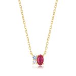 Κολιέ Jewelies(jewls and jems), τρίπετρο με πέτρες ζιργκόν από επιχρυσωμένο ασήμι 925°.