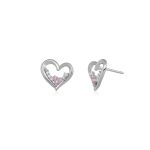 Σκουλαρίκια Jewelies(jewls and jems), στικ σχέδιο καρδιά από επιπλατινωμένο ασήμι 925°.