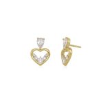 Σκουλαρίκια Jewelies(jewls and jems), στικ σχέδιο καρδιά από επιχρυσωμένο ασήμι 925°.