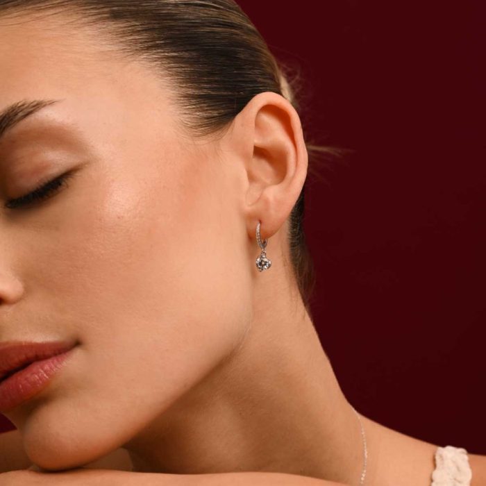 Σκουλαρίκια Jewelies(jewls and jems), κρίκοι με ζιργκόν από επιπλατινωμένο ασήμι 925°. - Image 2