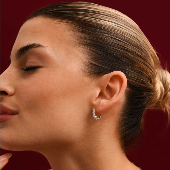 Σκουλαρίκια Jewelies(jewls and jems),κρίκοι με ζιργκόν από επιπλατινωμένο ασήμι 925°. - Image 2