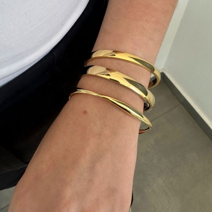 Βραχιόλι Jewelies(jewls and jems), σχέδιο Bangle 6mm από επιχρυσωμένο ανοξείδωτο ατσάλι. - Image 2