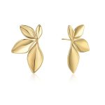 Σκουλαρίκια Jewelies(jewls and jems),στικ σχέδιο φύλλο από επιχρυσωμένο ανοξείδωτο ατσάλι.