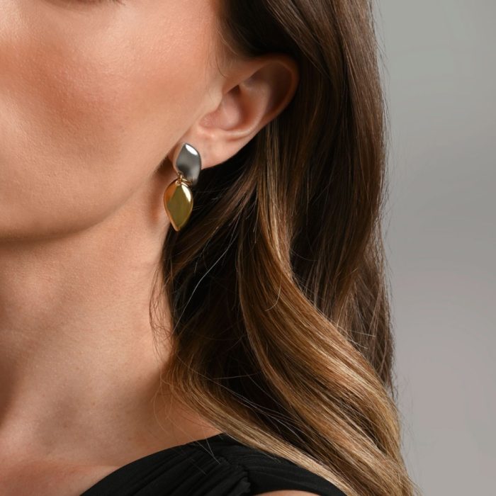 Σκουλαρίκια Jewelies(jewls and jems), στικ σχέδιο διπλό δάκρυ από ανοξείδωτο ατσάλι. - Image 2