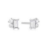 Σκουλαρίκια JEWELIES(jewls and jems), τρίπετρα με πέτρες ζιργκόν από επιπλατινωμένο ασήμι 925°.