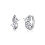 Σκουλαρίκια Jewelies(jewls ans jems), κρίκοι huggies με ζιργκόν από επιπλατινωμένο ασήμι 925°.