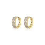 ΣκουλαρίκιαJewelies(jewls and jems), κρίκοι huggies με ζιργκόν από επιχρυσωμένο ασήμι 925°.
