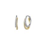 Σκουλαρίκια Jewelies(jewls and jems), κρίκοι διπλοί από επιπλατινωμένο και επιχρυσωμένο ασήμι 925°.