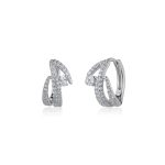 Σκουλαρίκια Jewelies(jewls and jems), κρίκοι huggies με ζιργκόν από επιπλατινωμένο ασήμι 925°.