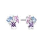 Σκουλαρίκια Jewelies(jewls and jems), στικ με χρωματιστά ζιργκόν από επιπλατινωμένο ασήμι 925°.