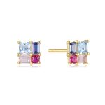 Σκουλαρίκια Jewelies(jewls and jems), στικ με χρωματιστά ζιργκόν από επιχρυσωμένο ασήμι 925°.