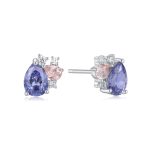 Σκουλαρίκια Jewelies(jewls and jems), στικ με χρωματιστά ζιργκόν από επιπλατινωμένο ασήμι 925°.