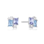 Σκουλαρίκια Jewelies(jewls and jems), στικ με χρωματιστά ζιργκόν από επιπλατινωμένο ασήμι 925°.