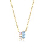 Κολιέ Jewelies(jewls and jems), με χρωματιστά ζιργκόν από επιχρυσωμένο ασήμι 925°.
