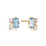 Σκουλαρίκια Jewelies(jewls and jems), στικ με χρωματιστά ζιργκόν από επιχρυσωμένο ασήμι 925°.