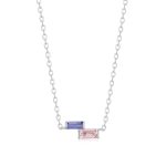 Κολιέ Jewelies(jewls and jems), σχέδιο δίπετρο με ζιργκόν από επιπλατινωμένο ασήμι 925°.