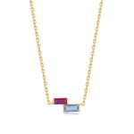 Κολιέ Jewelies(jewls and jems), σχέδιο δίπετρο με ζιργκόν από επιχρυσωμένο ασήμι 925°.