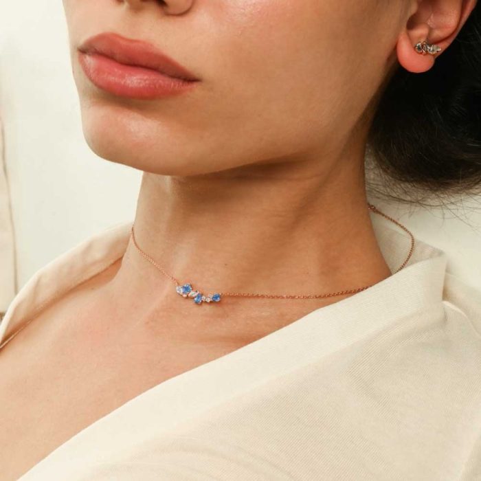 Κολιέ Jewelies(jewls and jems), με χρωματιστά ζιργκόν από ροζ επιχρυσωμένο ασήμι 925°. - Image 2