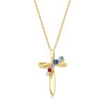 Κολιέ Jewelies(jewls and jems), σχέδιο σταυρός με χρωματιστά ζιργκόν από επιχρυσωμένο ασήμι 925°.