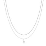 Κολιέ Jewelies(jewls and jems), σχέδιο διπλή αλυσίδα με μονόπετρο από ανοξείδωτο ατσάλι.