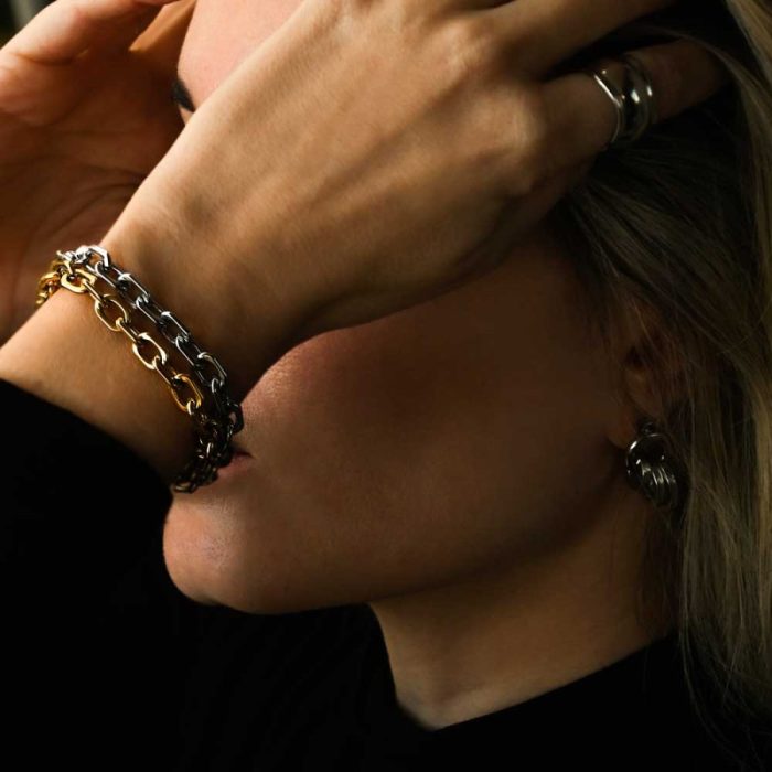 Βραχιόλι Jewelies(jewls and jems),σχέδιο αλυσίδα οβάλ από επιχρυσωμένο ανοξείδωτο ατσάλι. - Image 2