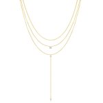 Κολιέ Jewelies(jewls and jems), σχέδιο τριπλή αλυσίδα με μονόπετρο από επιχρυσωμένο ανοξείδωτο ατσάλι.