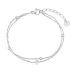 Βραχιόλι Jewelies(jewls and jems), σχέδιο μονόπετρο με διπλή αλυσίδα από ανοξείδωτο ατσάλι.