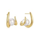 Σκουλαρίκια Jewelies(jewls and jems), κρίκοι με πέρλα από επιχρυσωμένο ανοξείδωτο ατσάλι.