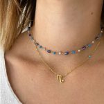 Κολιέ Jewelies, με αλυσίδα σχέδιο ζώδιο από επιχρυσωμένο ασήμι 925 με τυρκουάζ πέτρα. - Image 2