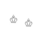 Σκουλαρίκια Jewelies, στικ σχέδιο κορώνα από επιπλατινωμένο ασήμι 925°.