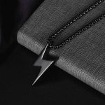Κολιέ Jewelies, με σχέδιο κεραυνός J4 από Black ip ανοξείδωτο ατσάλι. - Image 2