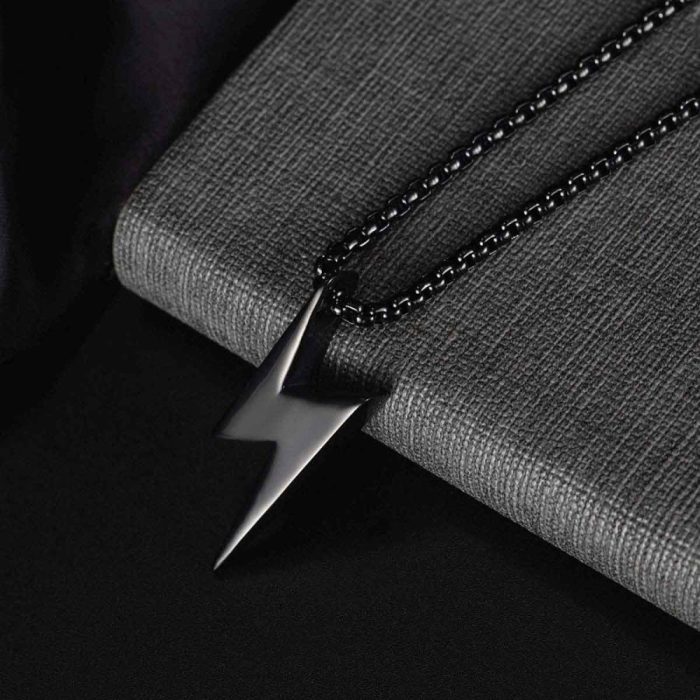 Κολιέ Jewelies, με σχέδιο κεραυνός J4 από Black ip ανοξείδωτο ατσάλι. - Image 2