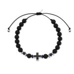 Βραχιόλι Jewelies, σχέδιο σταυρός με σμάλτο από επιπλατινωμένο ασήμι 925°.