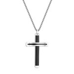 Κολιέ Jewelies, με σταυρός J4 από Black ip ανοξείδωτο ατσάλι.