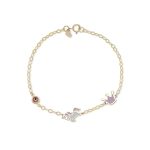 Παιδικό βραχιόλι Jewelies, αλυσίδα σχέδιο μονόκερος με σμάλτο από χρυσό 9 καρατίων.