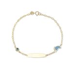 Παιδικό βραχιόλι Jewelies,ταυτότητα σχέδιο πατούσα με σμάλτο από χρυσό 9 καρατίων.
