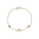 Παιδικό βραχιόλι Jewelies, αλυσίδα σχέδιο ουράνιο τόξο με σμάλτο από χρυσό 9 καρατίων.