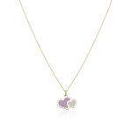 Κολιέ Jewelies, αλυσίδα σχέδιο διπλή καρδιά με σμάλτο από χρυσό 9 καρατίων.