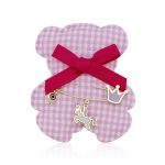 Παιδική παραμάνα Jewelies, για κορίτσι με σχέδια κορώνα με μονόκερο από χρυσό 9 καρατίων.
