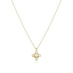 Κολιέ Jewelies, σχέδιο σταυρός με λευκά ζιργκόν από χρυσό 9 καρατίων.