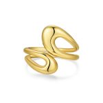 Δαχτυλίδι Jewelies, σχέδιο φύλλο από επιχρυσωμένο ανοξείδωτο ατσάλι.